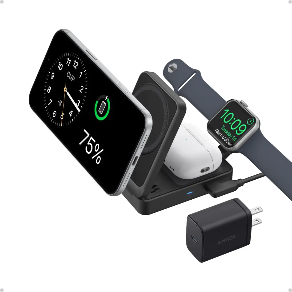 Anker MagGo Qi2 magnetic power bank attached to iPhone