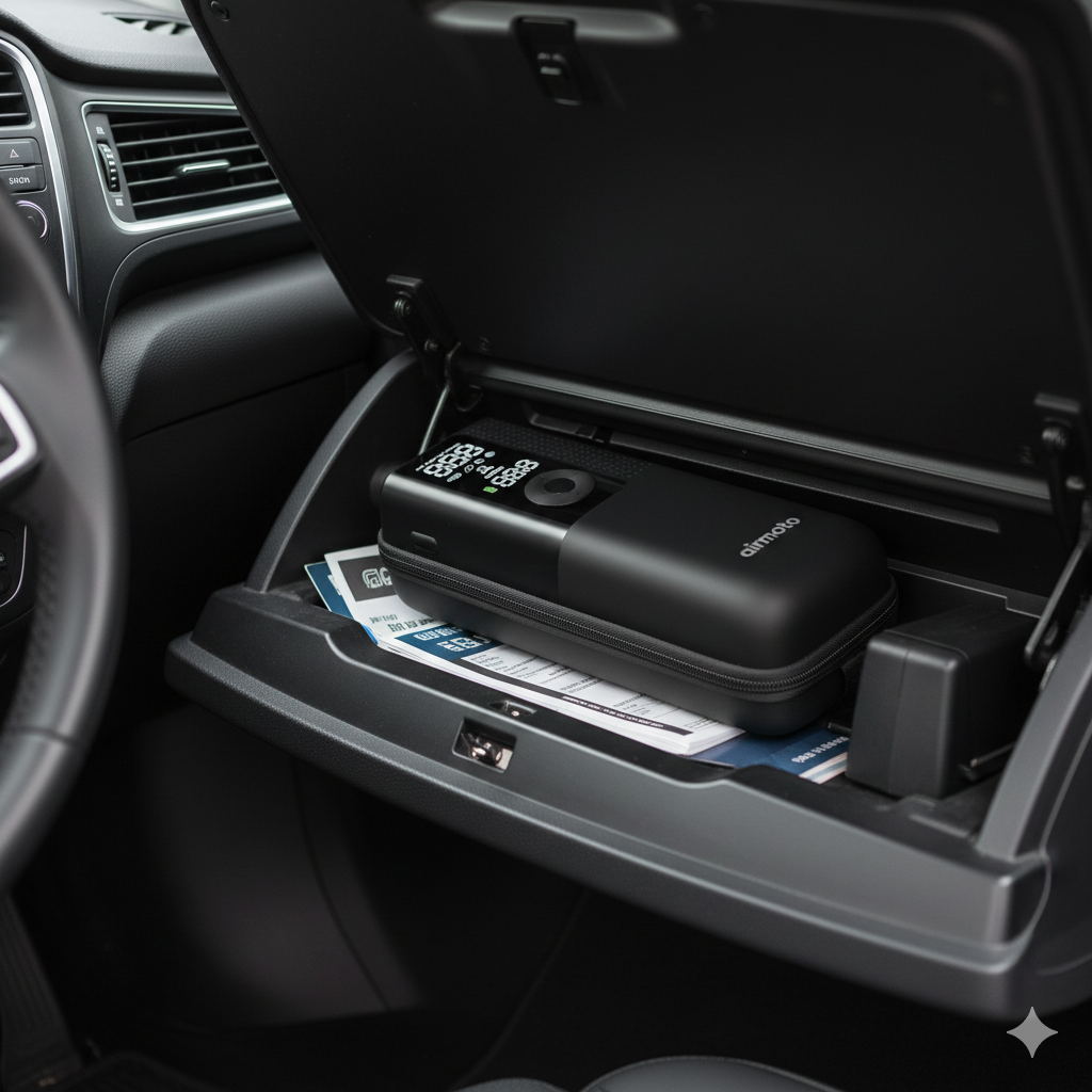 Airmoto Air Compressor portable compact design for car storage