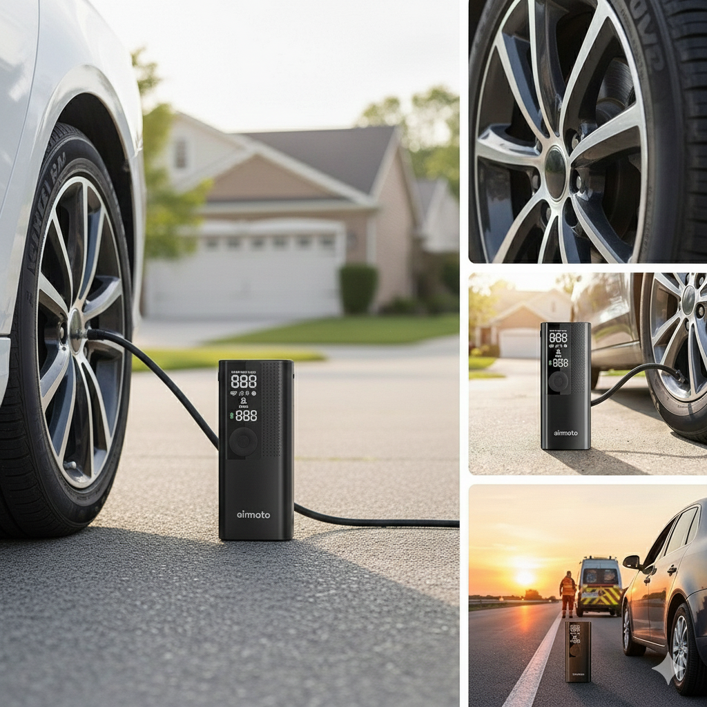 How to use Airmoto Air Compressor to inflate a car tire