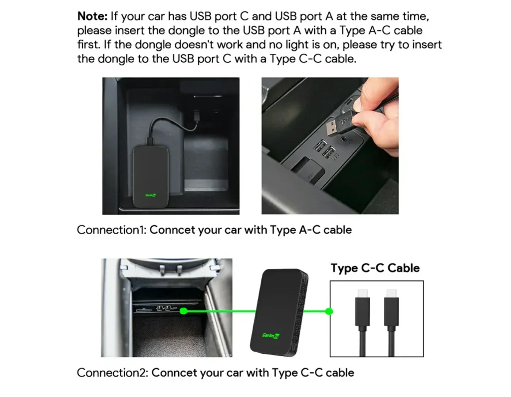Carlinkit 5.0 plugged into car USB port